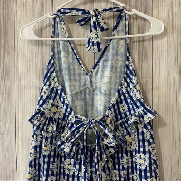 ASOS Floral Daisy Checkered Blue Sundress - Picture 3 of 6